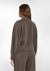 BOMBER FULL ZIP IN MODAL SOFT TOUCH MARRONE - COCOA BROWN | DEHA