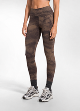 LEGGINGS IN MICROFIBRA CON STAMPA ALLOVER OTHER - CLOUDY BROWN | DEHA