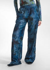 PANTALONE IN VELLUTO INCRESPATO STAMPATO OTHER - PAINTED BLUE | DEHA