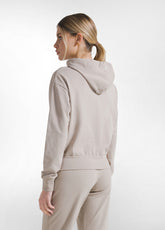 FELPA CON CAPPUCCIO FULL-ZIP IN TESSUTO STRETCH BEIGE - CLAY BEIGE | DEHA