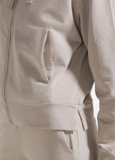 FELPA CON CAPPUCCIO FULL-ZIP IN TESSUTO STRETCH BEIGE - CLAY BEIGE | DEHA