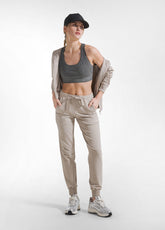 FELPA CON CAPPUCCIO FULL-ZIP IN TESSUTO STRETCH BEIGE - Activewear | DEHA