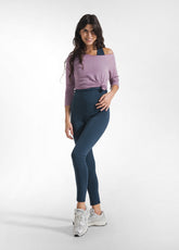 HIGH WAISTED BLUE STRETCH JERSEY LEGGINGS - NIGHT BLUE | DEHA