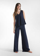 PANTALONI AMPI JERSEY STRETCH TINTA UNITA BLU - Pantaloni lunghi sportivi | DEHA