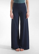 Wide Stretch Jersey Solid Color Pants With Straigh - BLUE NIGHT | DEHA