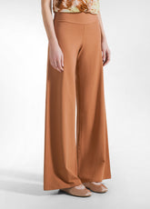 JERSEY WIDE LEG PANTS - BROWN - AMBER BROWN | DEHA