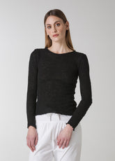 BOUCLE' BOATNECK SWEATER - BLACK - BLACK | DEHA