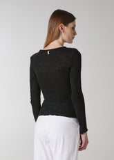 BOUCLE' BOATNECK SWEATER - BLACK - BLACK | DEHA
