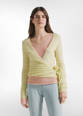 CARDIGAN INCROCIATO IN BOUCLE' GIALLO - PASTEL YELLOW | DEHA