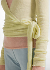 CARDIGAN INCROCIATO IN BOUCLE' GIALLO - PASTEL YELLOW | DEHA