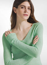 MAGLIA BOUCLE' VERDE - WATER GREEN | DEHA