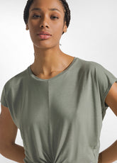 T-SHIRT IN VISCOSA CON NODO VERDE - SAGE GREEN | DEHA