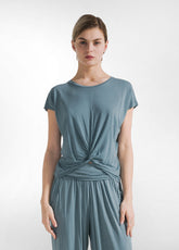 KNOT VISCOSE T-SHIRT - BLUE - TEAL BLUE | DEHA