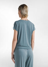 KNOT VISCOSE T-SHIRT - BLUE - TEAL BLUE | DEHA