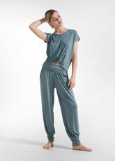 KNOT VISCOSE T-SHIRT - BLUE - TEAL BLUE | DEHA