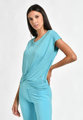 KNOT VISCOSE T-SHIRT, BLUE - BLUE MIST | DEHA