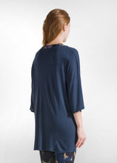 OVERSIZE-T-SHIRT AUS VISKOSE - BLAU - NIGHT BLUE | DEHA