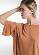 OVERSIZE VISCOSE T-SHIRT - BROWN - AMBER BROWN | DEHA