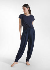 PANTALONE ODALISCA IN VISCOSA BLU NOTTE - Set Yoga / Pilates | DEHA