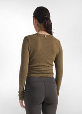 BROWN BOUCLE CROSSED CARDIGAN - KAKI BROWN | DEHA