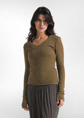 MAGLIA BOUCLE' MARRONE - KAKI BROWN | DEHA