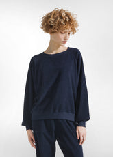 FRENCH TERRY CREWNECK SWEATSHIRT - BLUE - BLUE NIGHT | DEHA