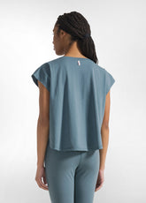 T-SHIRT AMPIA IN COTONE ORGANICO BLU - TEAL BLUE | DEHA