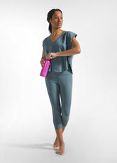 T-SHIRT AMPIA IN COTONE ORGANICO BLU - TEAL BLUE | DEHA