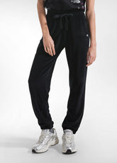 CHENILLE TROUSERS WITH ELASTIC CUFF - BLACK - BLACK | DEHA