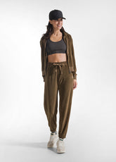 PANTALONI IN CINIGLIA CON FONDO ELASTICIZZATO MARRONE - KAKI BROWN | DEHA