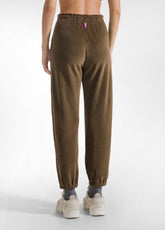 PANTALONI IN CINIGLIA CON FONDO ELASTICIZZATO MARRONE - KAKI BROWN | DEHA