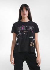 PRINTED COTTON JERSEY SHORT-SLEEVE T-SHIRT - BLACK - T-shirts - Outlet | DEHA