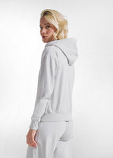 GREY COTTON STRETCH SWEATSHIRT WITH ZIP AND HOOD - ICE GREY | DEHA