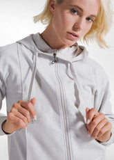 GREY COTTON STRETCH SWEATSHIRT WITH ZIP AND HOOD - ICE GREY | DEHA
