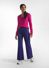 PANTALONI A GAMBA MORBIDA IN FELPINA STRETCH ORGANICA VIOLA - DEEP PURPLE | DEHA