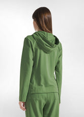 FELPA CORE LEGGERA CON ZIP E CAPPUCCIO VERDE - BOTTLE GREEN | DEHA