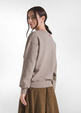 SOFT COTTON SWEATSHIRT WITH GRAPHIC PRINT GREY - TAUPE | DEHA