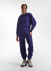 SOFT COTTON SWEATSHIRT WITH GRAPHIC PRINT - PURPLE - DEEP PURPLE | DEHA
