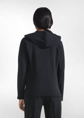 BLACK STRETCH COTTON ZIP-UP HOODIE - BLACK | DEHA