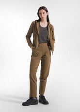 BROWN STRETCH COTTON ZIP-UP HOODIE - KAKI BROWN | DEHA