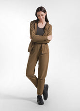 BROWN STRETCH COTTON TROUSERS - KAKI BROWN | DEHA