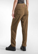 BROWN STRETCH COTTON TROUSERS - KAKI BROWN | DEHA