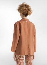 LINEN BLAZER - BROWN - AMBER BROWN | DEHA
