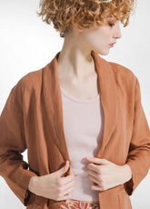 LINEN BLAZER - BROWN - AMBER BROWN | DEHA