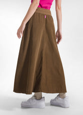 VELVET SKIRT WITH DRAWSTRING WAIST BROWN - KAKI BROWN | DEHA