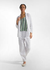 PANTALONE CARGO IN LINO BIANCO - Abbigliamento in Lino da Donna | DEHA