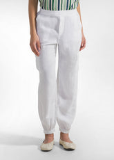 LINEN CARGO PANTS - WHITE - WHITE | DEHA