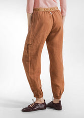 LINEN CARGO PANTS - BROWN - AMBER BROWN | DEHA