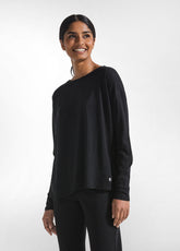 T-SHIRT A MANICA LUNGA IN JERSEY MODAL FIAMMATO NERO - BLACK | DEHA