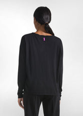 T-SHIRT A MANICA LUNGA IN JERSEY MODAL FIAMMATO NERO - BLACK | DEHA